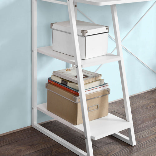 SoBuy - Bureau avec armoire de rangement ouverte - Max. 50 kg - 56 x 14 x 105 cm - Blanc