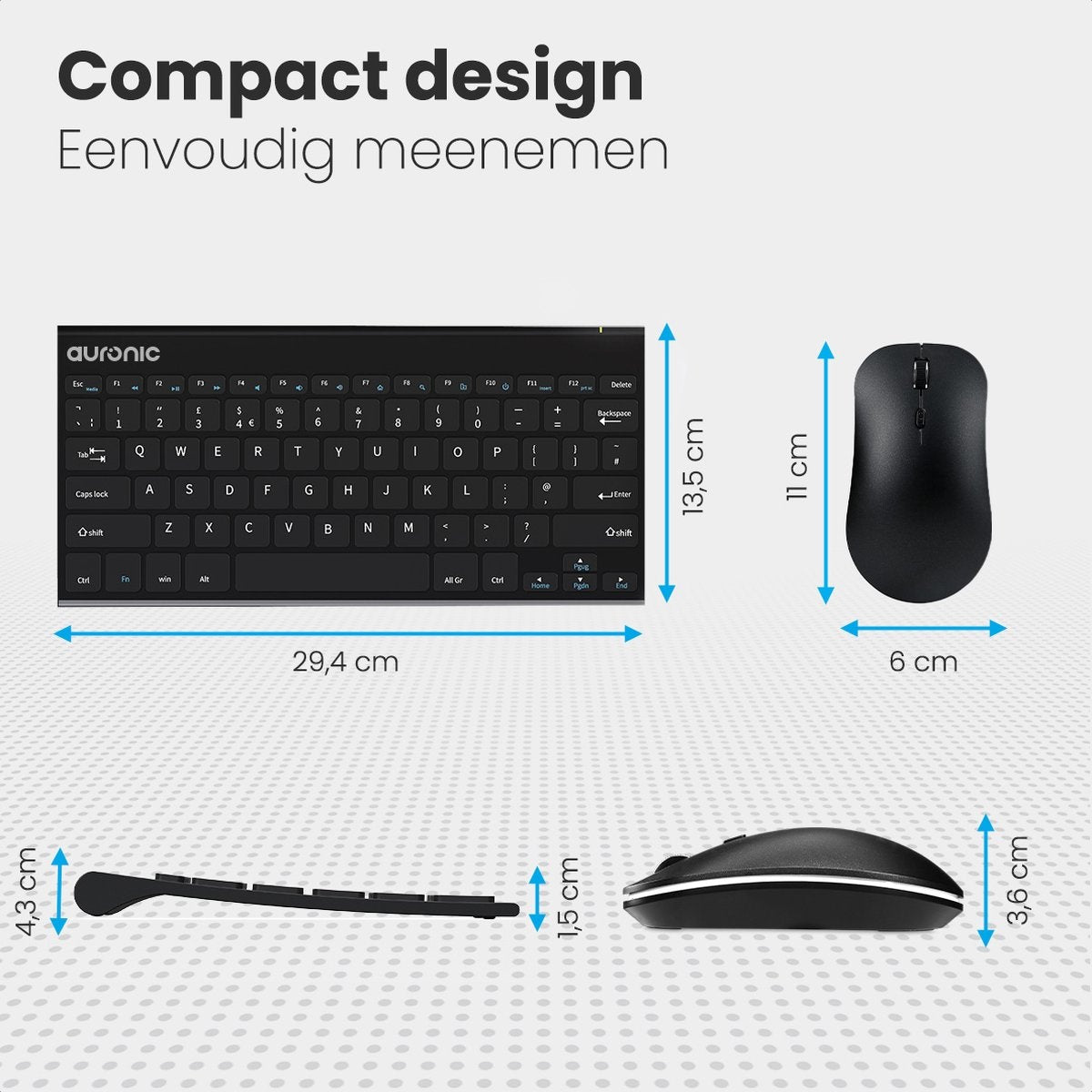 Clavier et souris sans fil Auronic - QWERTY - Noir