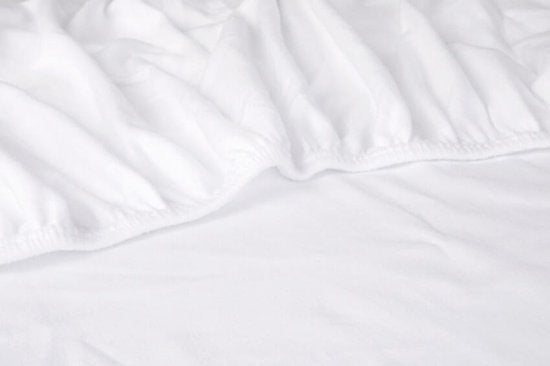 Drap-housse Kayori Shizu Molton à bords fendus - 180 x 200-220 cm - Protège-matelas - Coton biologique - Blanc
