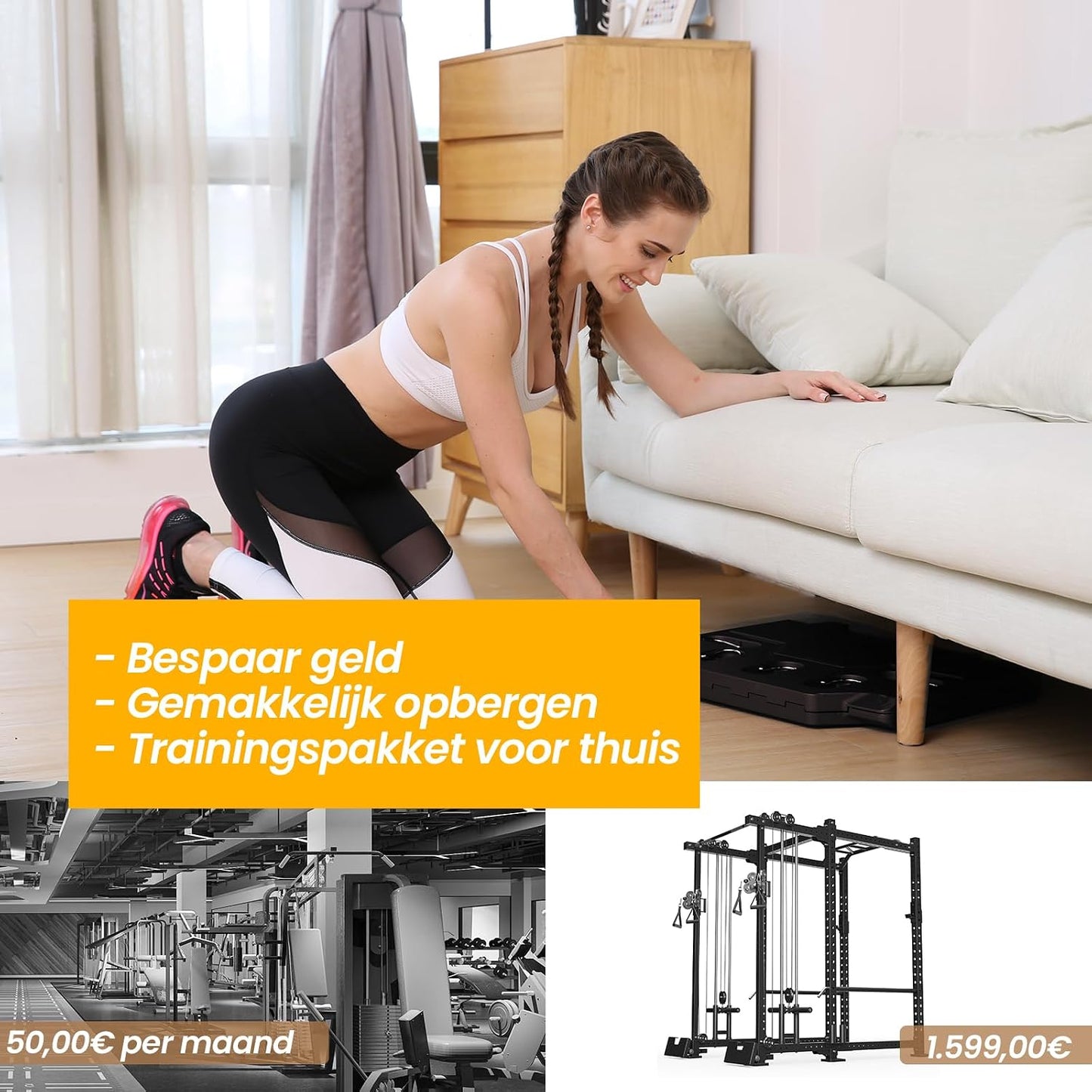 Kit complet d'entraînement à domicile DH FitLife avec bandes de résistance - 86 x 50 x 2,5 cm - Noir