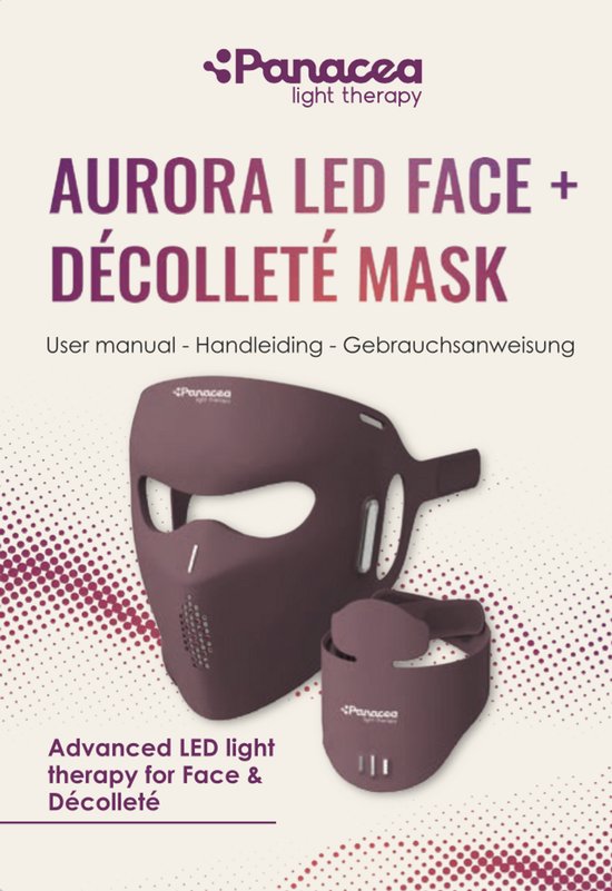 Masque facial LED Panacea Aurora - Lumière rouge et infrarouge - 90 LED - 6 programmes