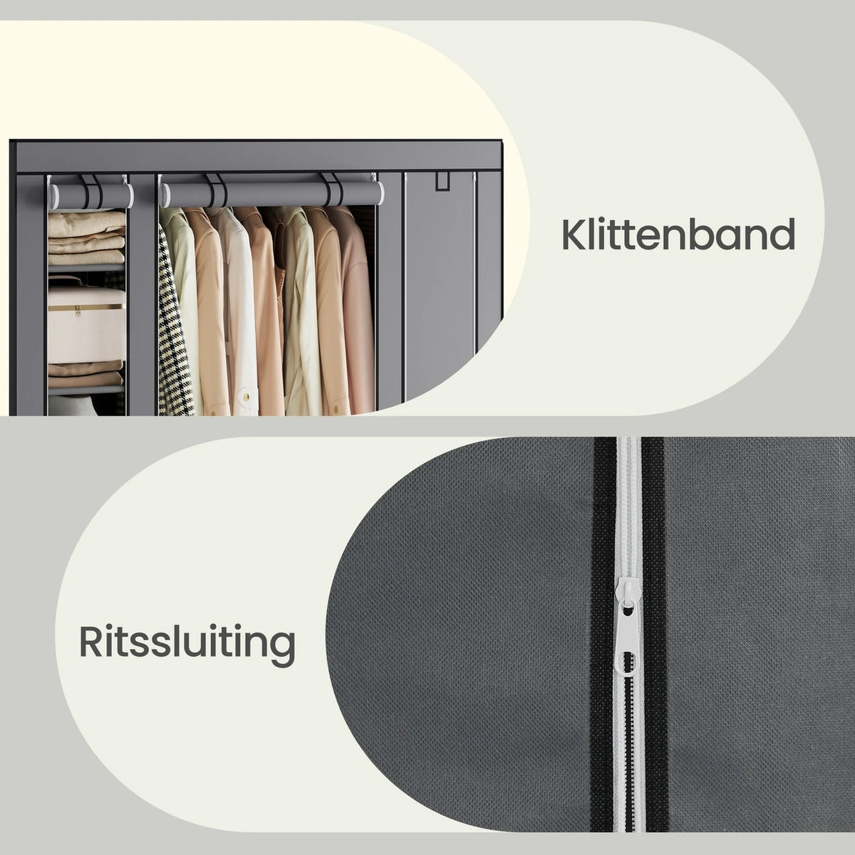 Armoire pliante en tissu Joyfurnos - Structure métallique - Gris