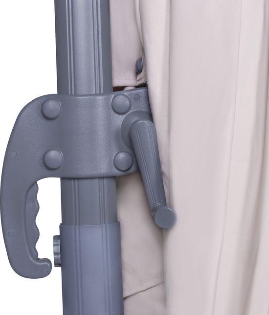 VONROC Premium Parasol flottant Pisogne 300x300cm - Base transversale et housse de protection incluses - Parasol carré - Rotation 360° - Inclinaison - Toile résistante aux UV - Beige