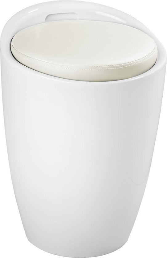 Tectake Tabouret de salle de bain avec espace de rangement blanc - 402077