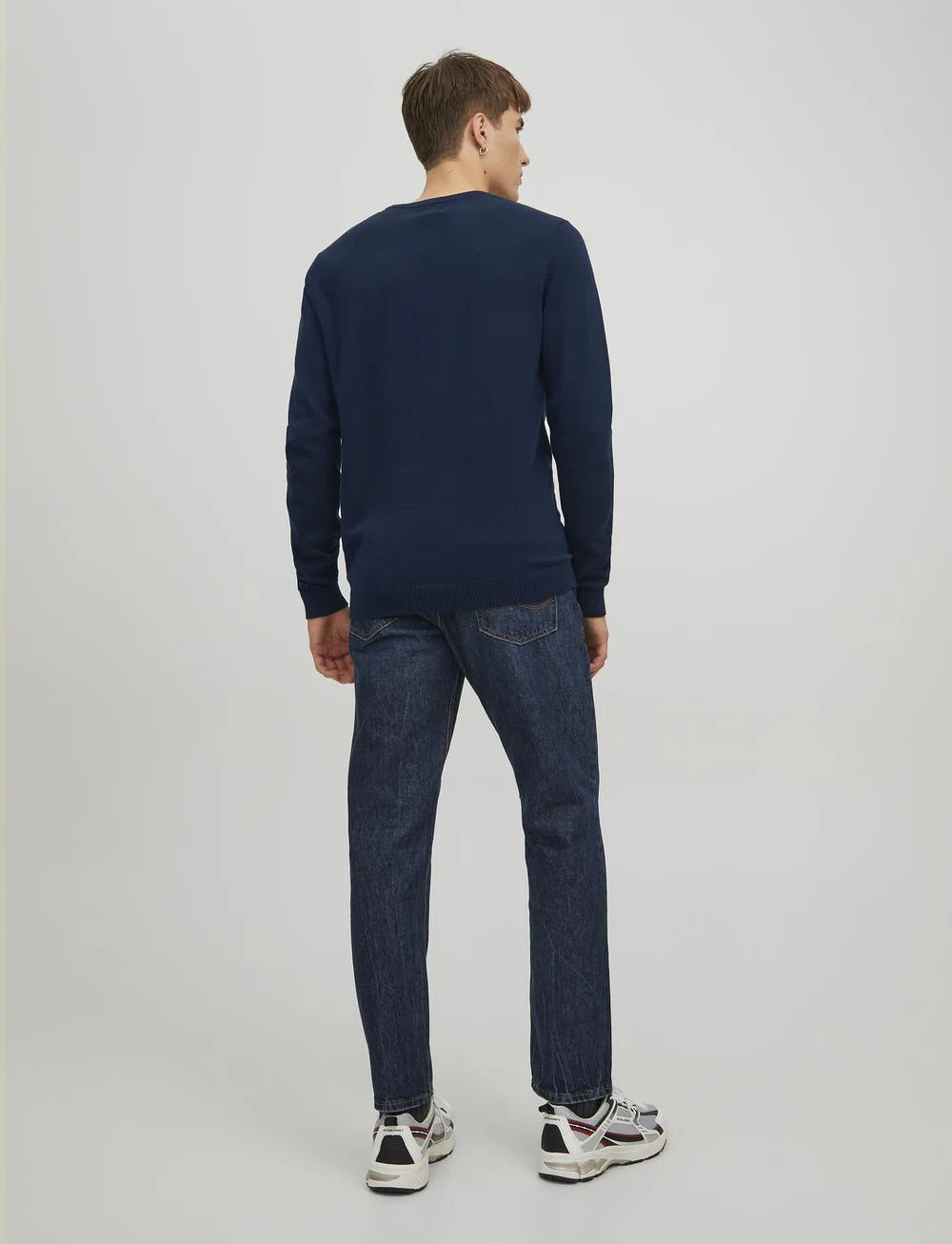Pull en maille pour homme de JACK&JONES - Col rond et texture côtelée - Taille L - Bleu