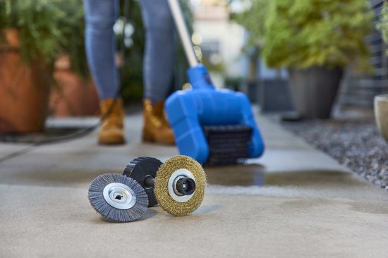 CFH Nettoyeur électrique de surfaces et de joints - AVEC tige télescopique et 3 brosses à joints - 500W - EMB684