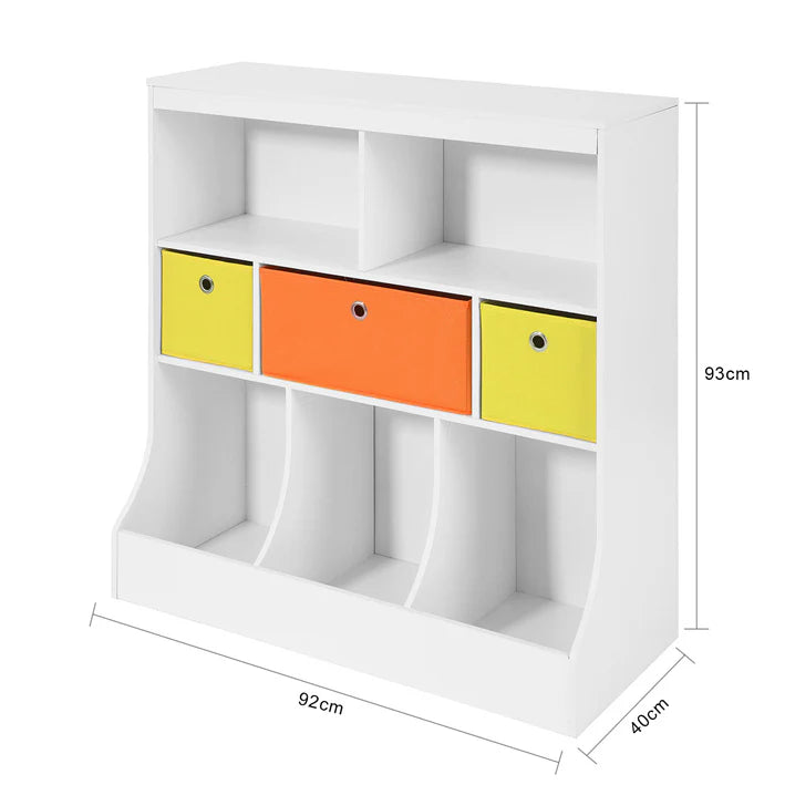 SoBuy - Bibliothèque pour enfants - Coffre à jouets - Etagère de rangement pour enfants - Blanc - 92x93x40cm - KMB26-W