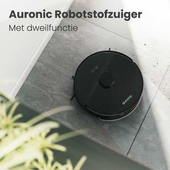 Auronic Robot Aspirateur - Avec fonction balayage - WiFi et App - Station de charge - Animaux domestiques - Robot balayeur - Navigation laser - Station de vidange automatique - Noir