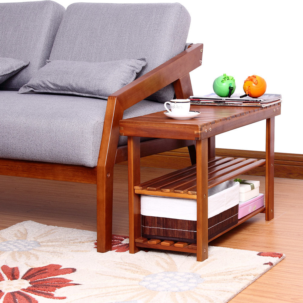 2 en 1 - étagère à chaussures et banc en bois d'acacia - 70cm