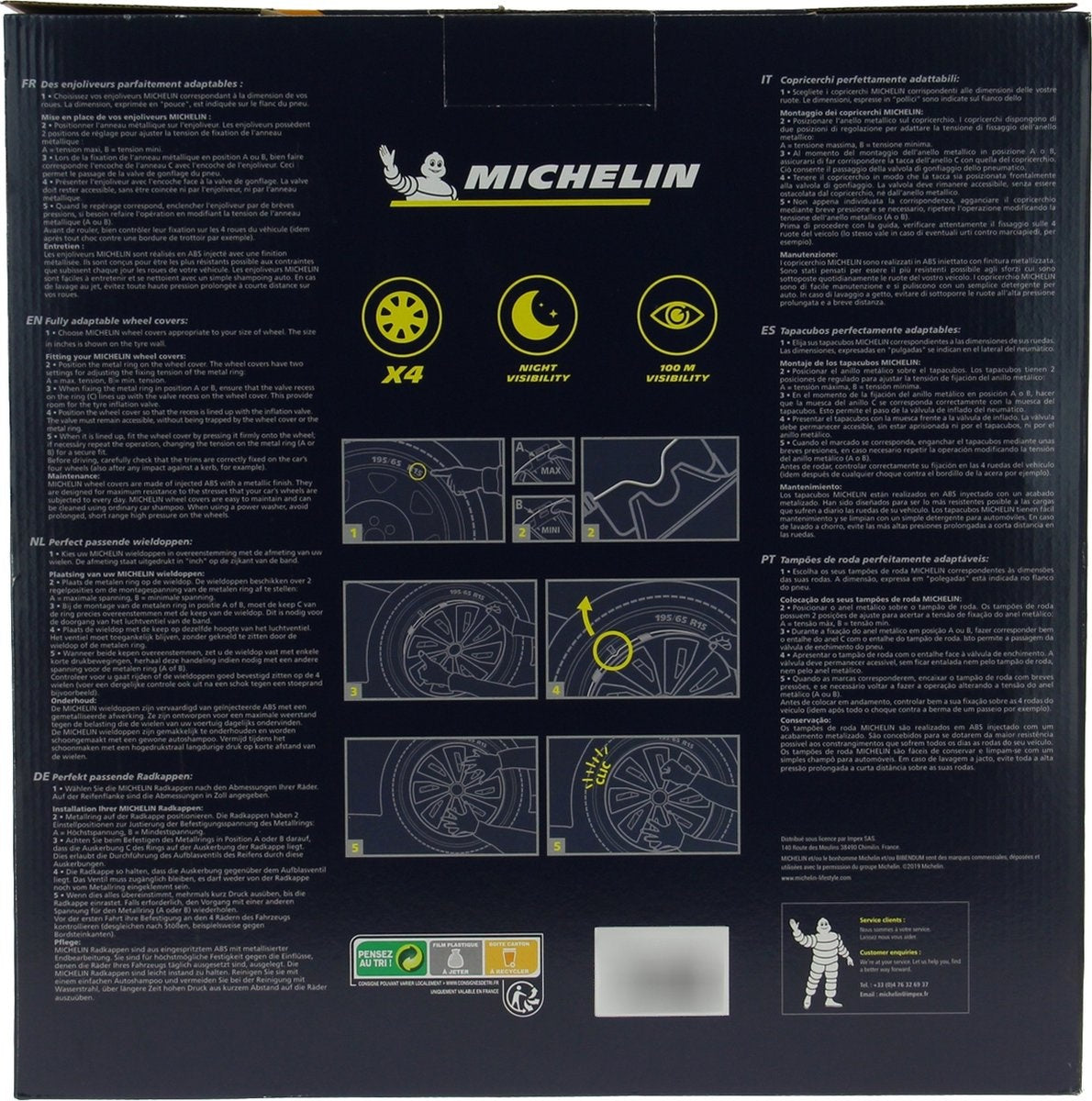 Enjoliveurs Michelin 14 pouces - argent/noir - 4 pièces