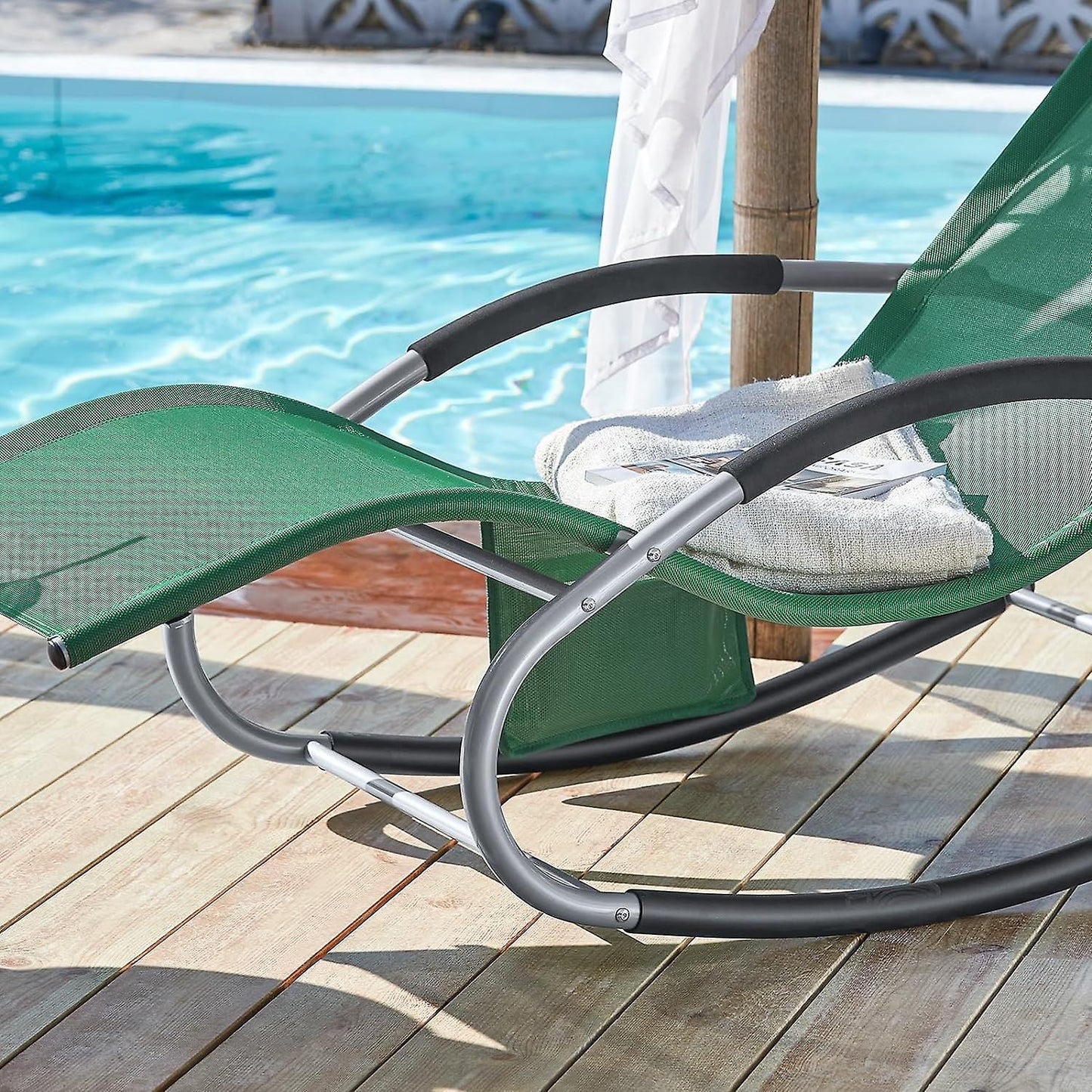 SoBuy - Chaise longue à bascule - Vert foncé - 150x63x83 cm