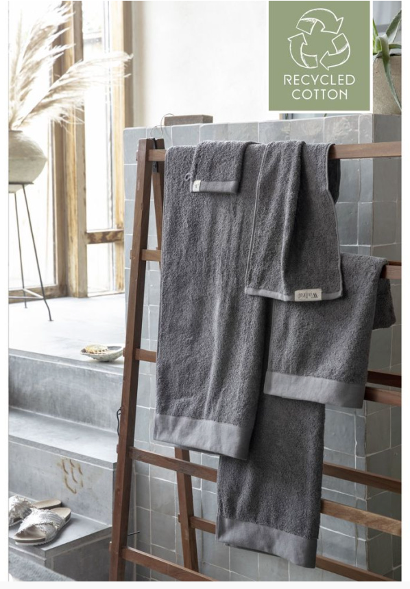 Walra - Serviette de bain en coton recyclé - Anthracite (Gris) - 60 x 110 cm - Lot de 10 - Coton recyclé durable