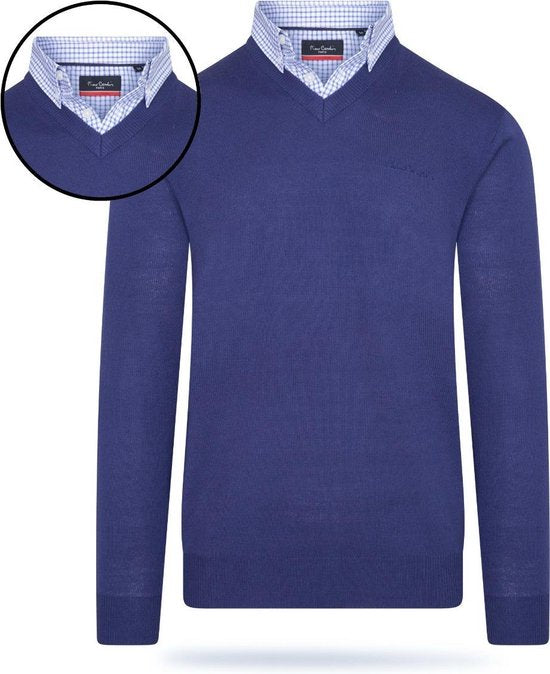 Pierre Cardin - Chandails pour hommes Pullover à col roulé - Bleu - Taille S
