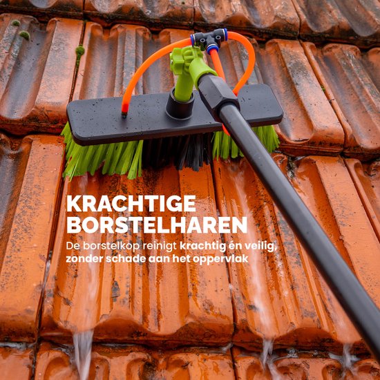 BREND BR-2237 Brosse à laver télescopique extensible jusqu'à 7 mètres - Brosse à eau 5 pièces avec distributeur de savon - Pour façades, tuiles et panneaux solaires