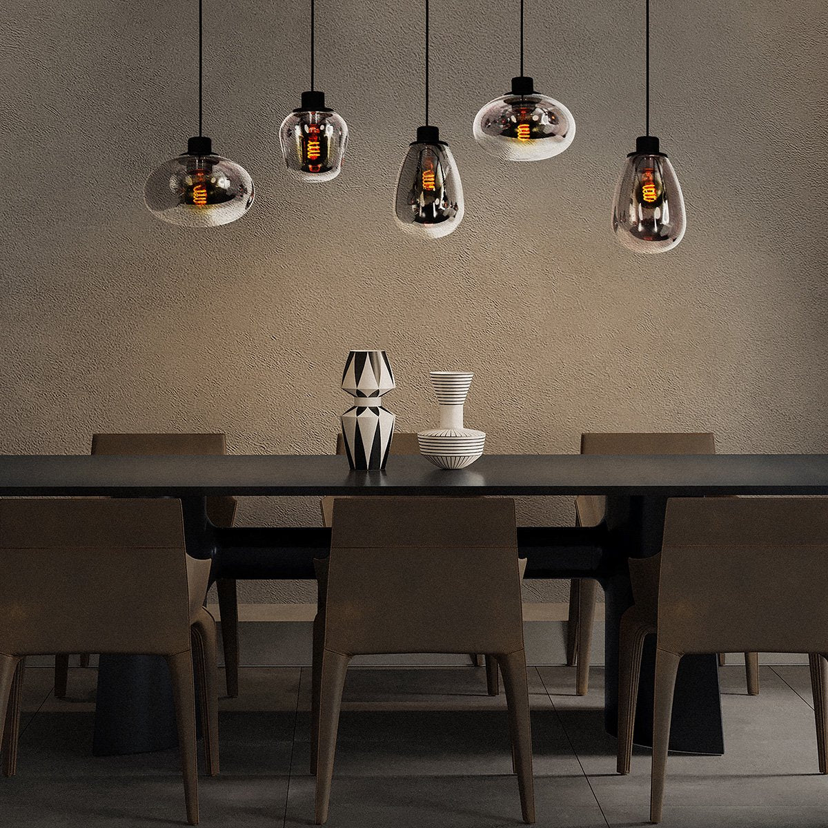 Steinhauer - Lampe suspendue - Reflexion - Noir - Verre Métal - Lampe design - E27 - 3078ZW