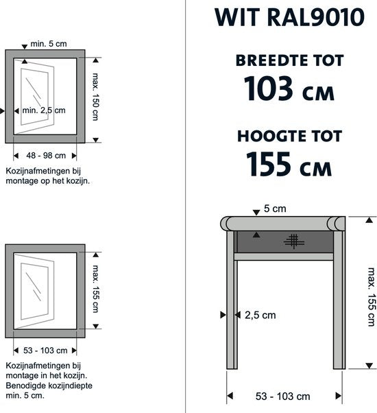 Bruynzeel rouleau moustiquaire fenêtre 103x155 blanc série S700