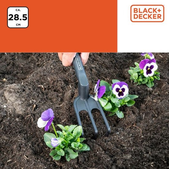 BLACK+DECKER Râteau à main - Poignée ergonomique - Robuste et flexible - Noir