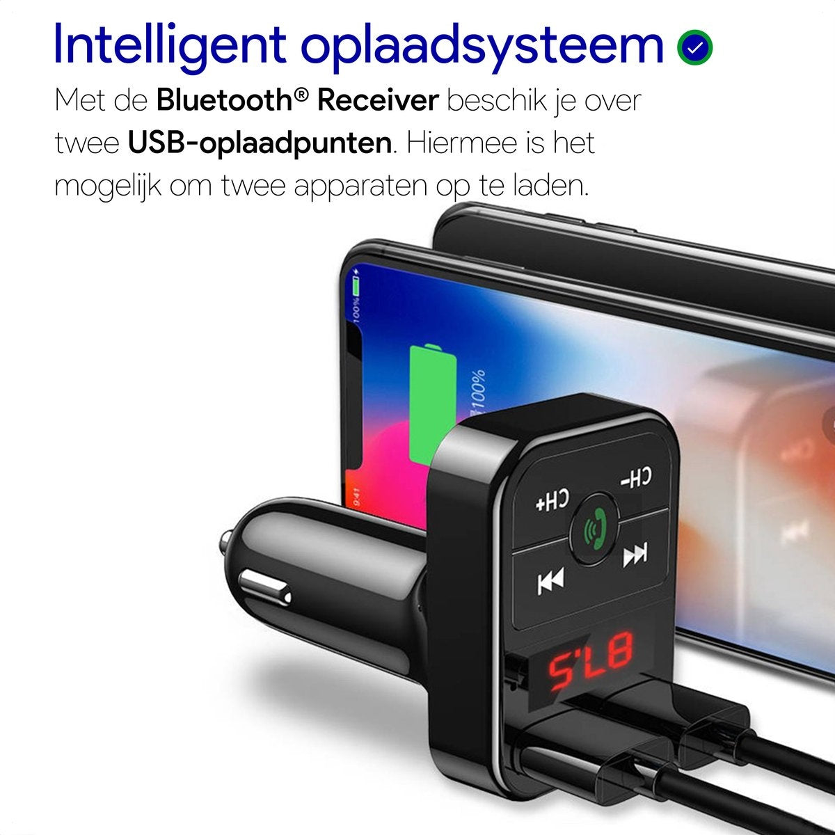 Émetteur FM Bluetooth - Récepteur Bluetooth embarqué - USB - Kit mains libres pour voiture