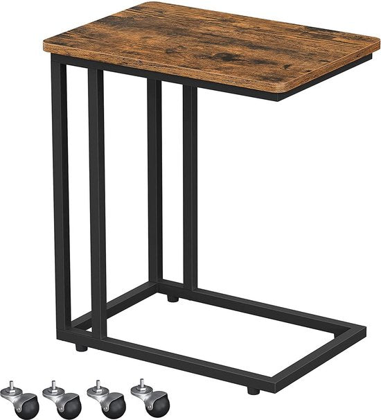 Table d'appoint à roulettes Casaria - 50x35x70 cm - Bois Métal Noir