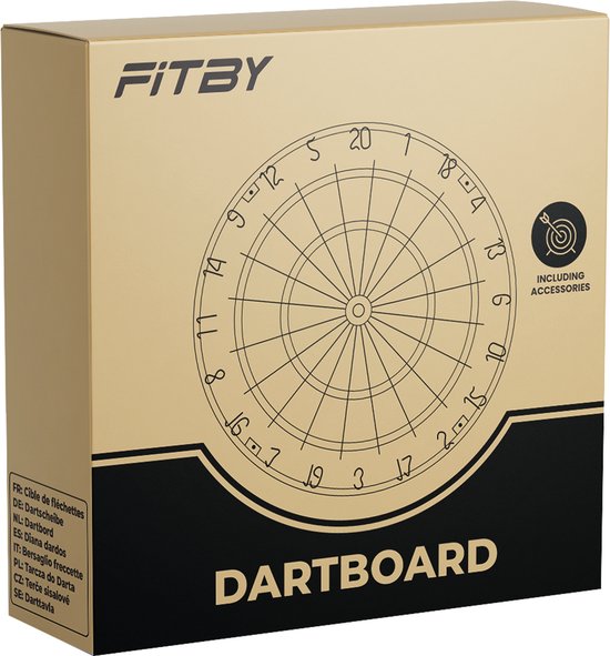 Fitby Dartboard - Set de fléchettes - Fléchettes - Fléchettes - Accessoires inclus - Sisal - Fléchettes - Flèches - Fléchettes - Professionnel