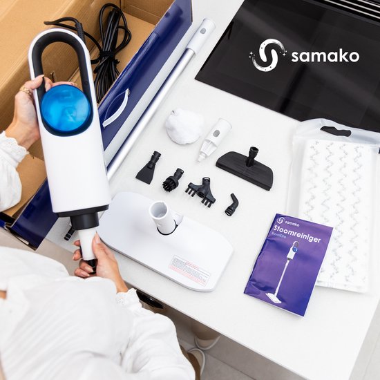 Samako Royal Elite Nettoyeur vapeur - Défroisseur à main - Détachant - Nettoyage en profondeur pour sols, canapé, salle de bain et tapis - Shampoing tapis