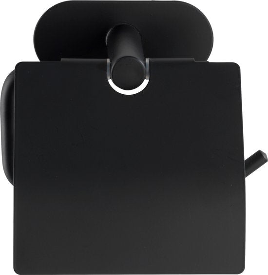 Porte-rouleau de papier toilette WENKO Turbo-Loc® avec clapet Orea, acier inoxydable noir mat - Porte-rouleau de papier toilette - Fixation sans perçage - Autocollant - Garantie 10 ans