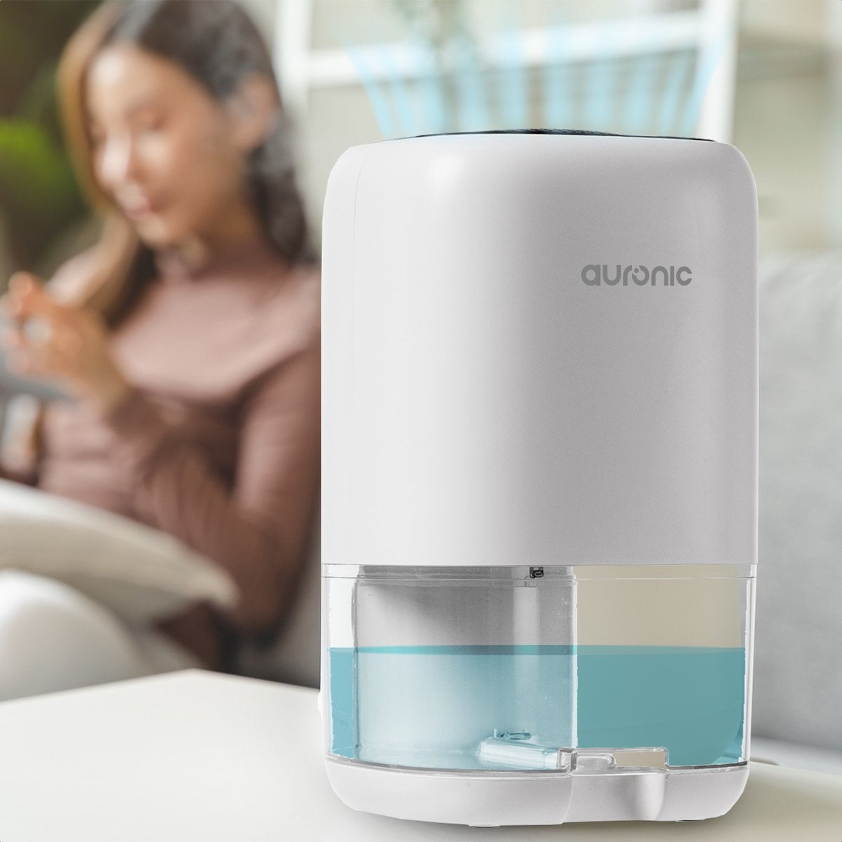 Déshumidificateur - Auronic - Jusqu'à 450ml par jour - LED - Convient salon, chambre et salle de bain - Blanc