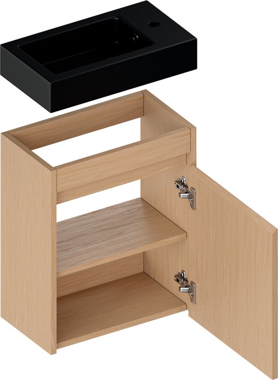 Meuble de salle de bains Mirlux en chêne clair - Meuble-lavabo - Meuble de WC - Meuble de salle de bains - 40 cm