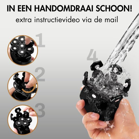 Rasoir 6-en-1 pour hommes + tête de rasage supplémentaire - Tondeuse - Tronçonneuse - Sansbeauté® Skull Sharp PRO - Wet & Dry - Rasage du visage et de la tête - Rasage de la tête - Chargement sans fil - Accessoires