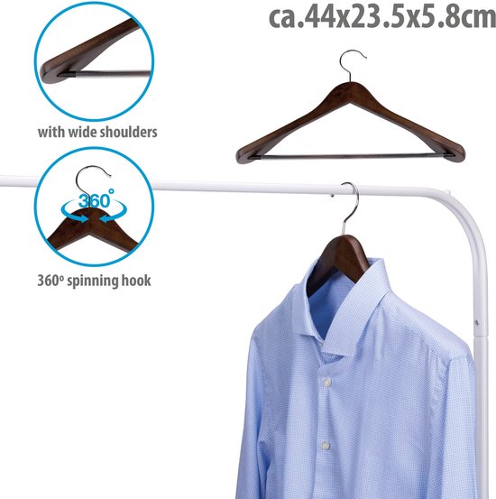 alpina Cintre bois - Cintre 1 pièce - épaules larges et antidérapant - 44 x 23.5 x 5.8 CM