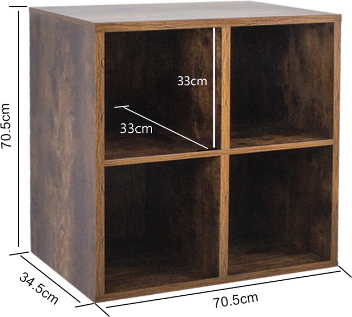 VDD Vinyl Wish - Classeur à disques - 4 compartiments - Marron - 34.50x70.50x70.50cm