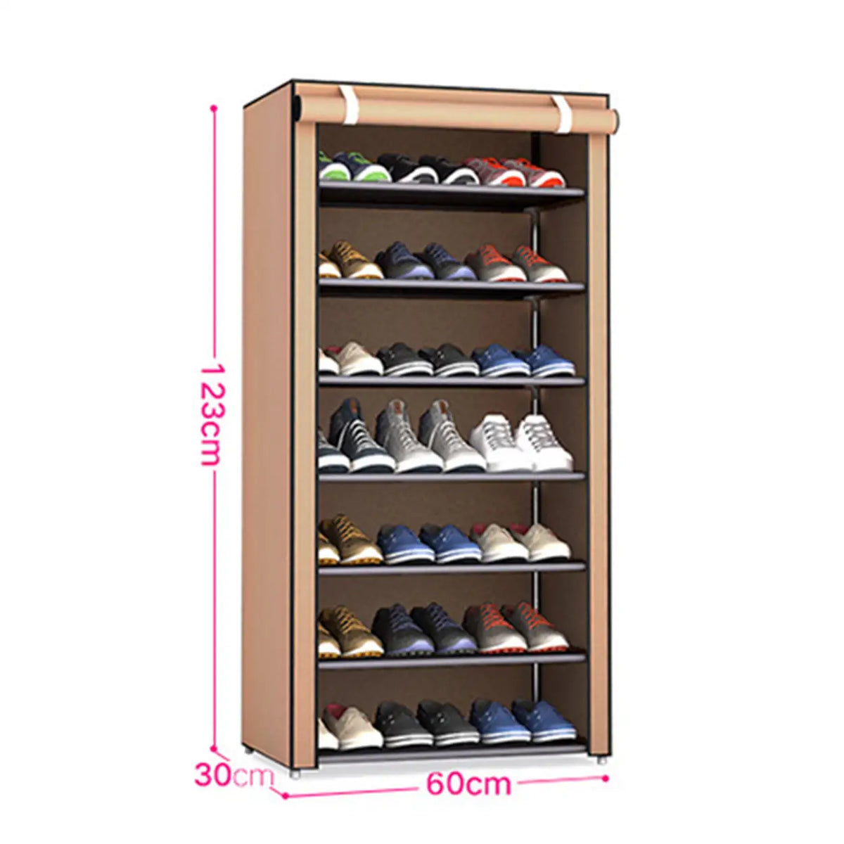 Porte-chaussures Evershine avec housse en tissu - Plusieurs niveaux - Marron café