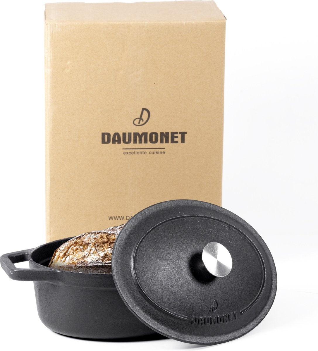 Mijoteuse Cocotte en fonte Daumonet - Marmite Faitout - Avec couvercle - Ø 29 cm - 3 litres - 100% sans PFAS & PFOA - Émail - Adapté à toutes les sources de chaleur - Électrique - Gaz - Halogène - Induction - Céramique - Lave-vaisselle - DAU-CIC-BLACK-2