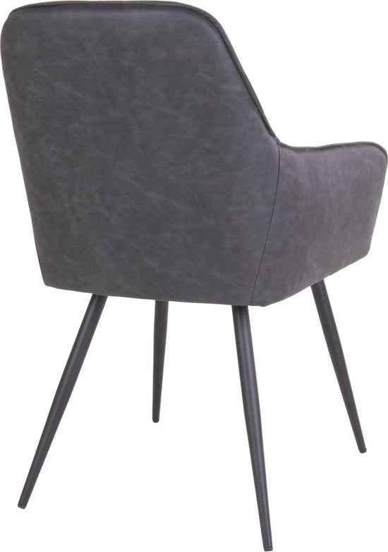 House Nordic Harbo Dining Chair Vegan Leather Dark Grey - Set of 2