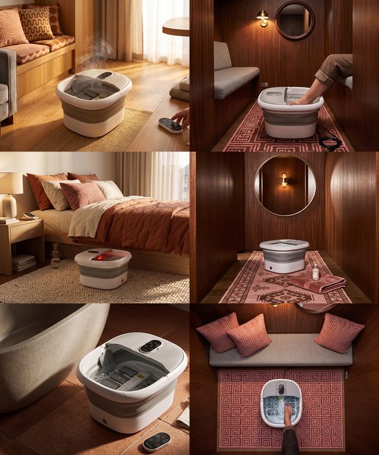 Bain de pieds ProTrue® avec massage - Bain de pieds électrique pliable avec rouleaux de massage - Appareil de massage des pieds avec fonction bulles et chauffage jusqu'à 46 °C
