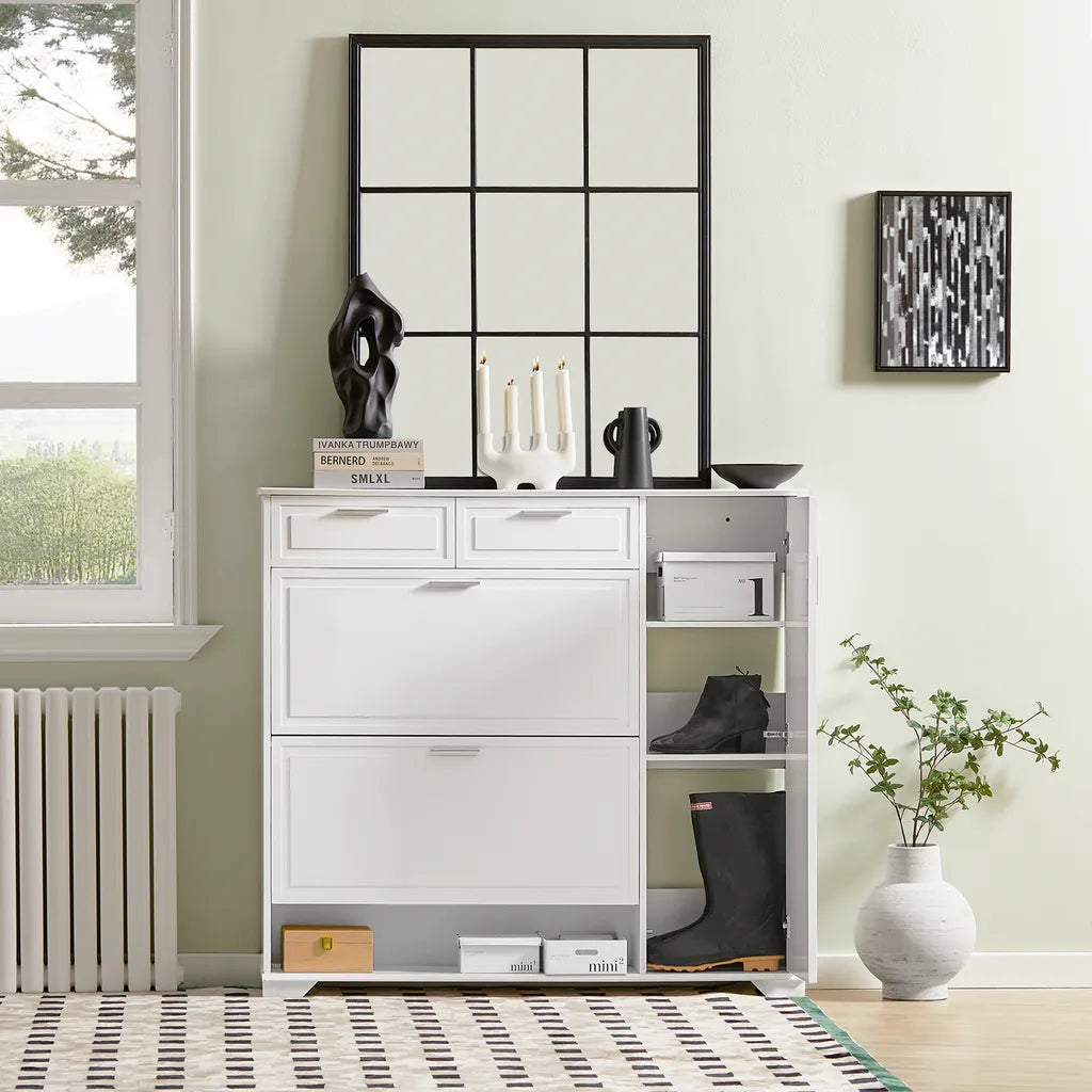 SoBuy Shoe Rack - FSR104-W - MDF & PB - Max. 60kg - 102x96x24cm - Blanc