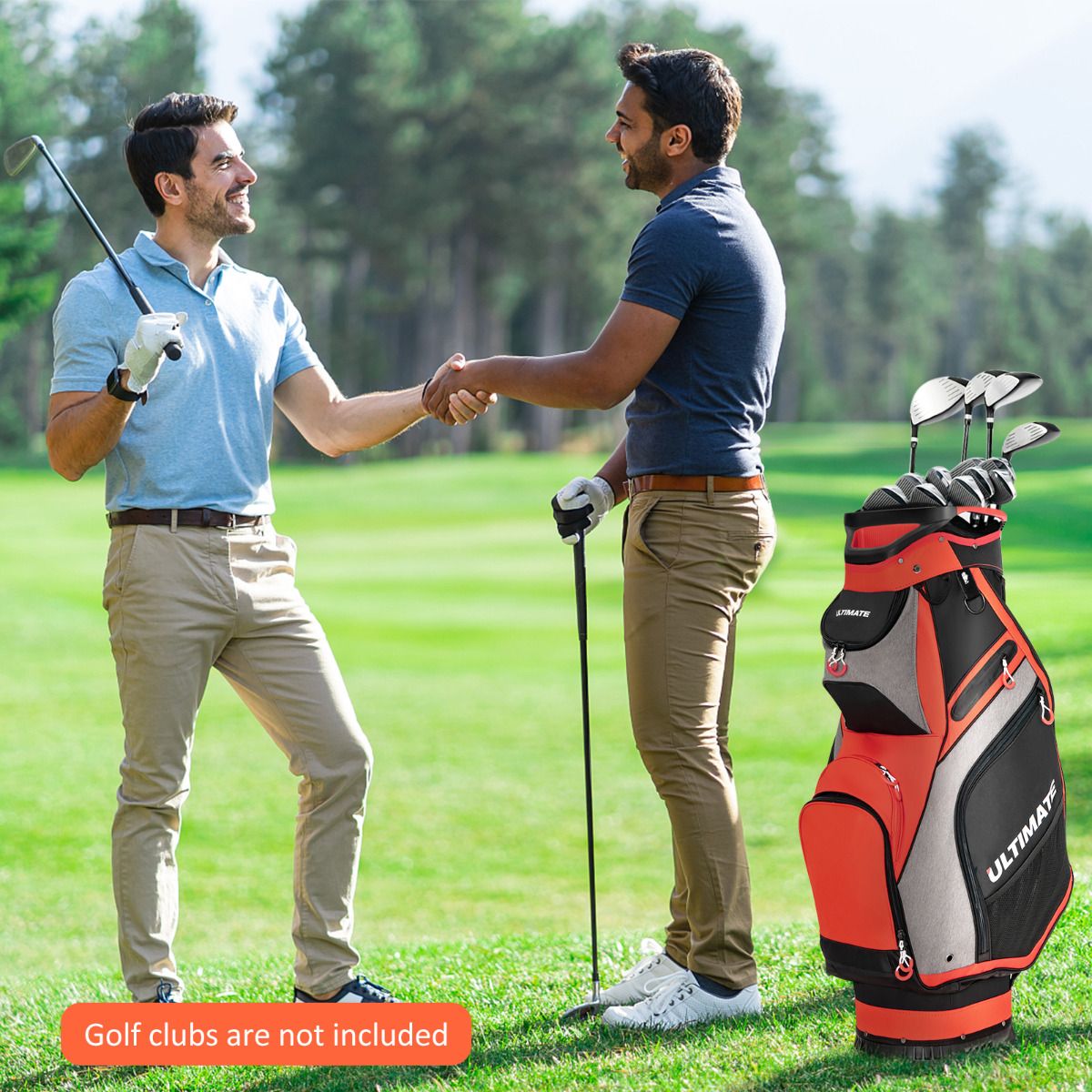 Sac de golf Coast avec 14 compartiments - léger et facile à transporter - rouge et noir