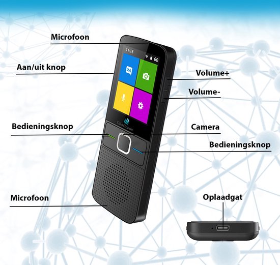 TibaGoods - Ordinateur de traduction - Appareil de traduction - Noir - Traducteur intelligent - 137+ langues - Traducteur portable - Longue durée de vie de la batterie