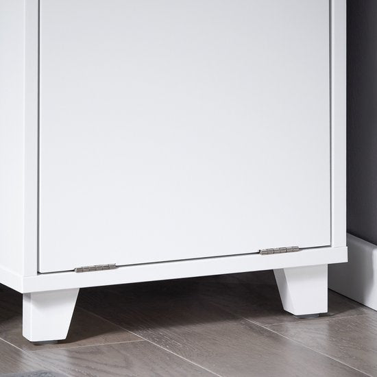 SoBuy BZR146-W Meuble de salle de bain - Bois composite blanc avec panier de lavage