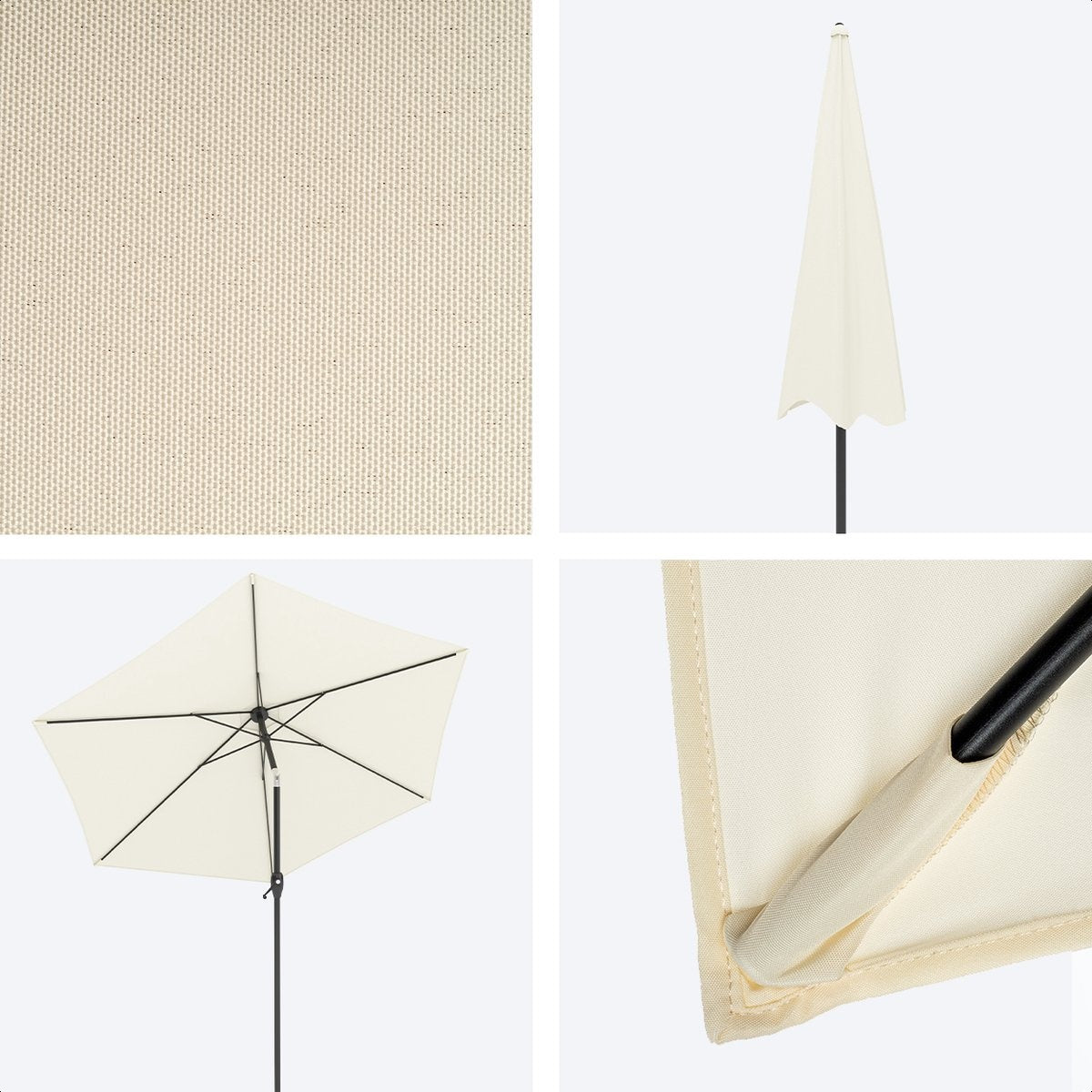 LifeGoods Parasol - Ø270 cm - 30° inclinable - imperméable - avec housse - Crème