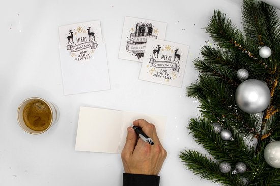 Giftmas Cartes de Noël - Cartes de vœux - 52 pièces - Avec enveloppes et autocollants - 10x10cm