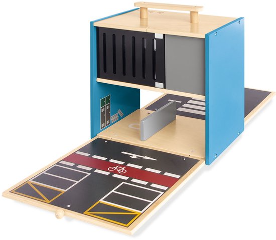 Commissariat de police en bois - univers de jeu « Commissariat de police Gordon » avec accessoires - transportable - pliable