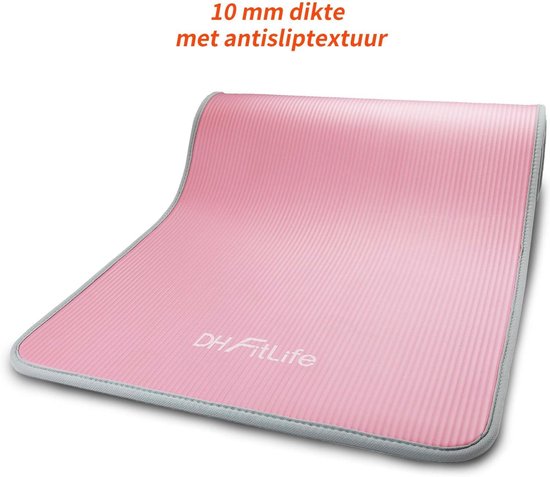 DH FitLife Tapis d'entraînement, tapis de fitness, tapis de sport, 183 x 61 x 1 cm, extra résistant à la déchirure, tapis de yoga, antidérapant et épais, tapis d'entraînement (rose)