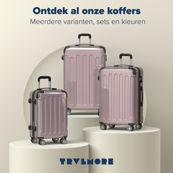 TRVLMORE Set de valises - 3 pièces - Set de valises de voyage complet - 45L Hand Luggage + 75L and 115L Spacious Luggage - Rose Gold