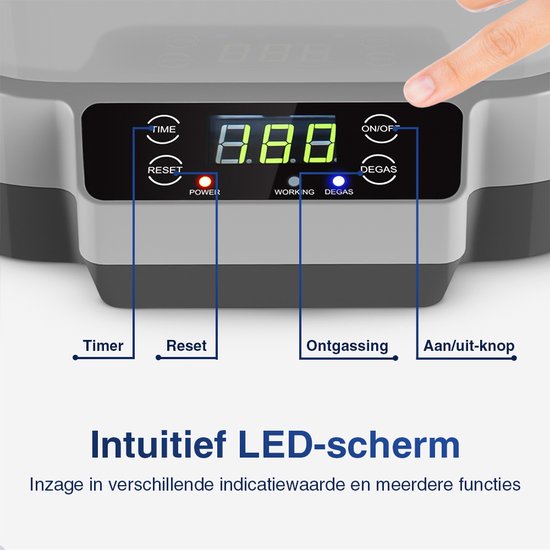 Samako Ultrasonic Cleaner PowerWave - Appareil de nettoyage - Bain à ultrasons - Lunettes - Bijoux - Montres - Brosse à maquillage - 1200 ml