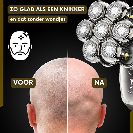 Rasoir 6-en-1 pour hommes + tête de rasage supplémentaire - tondeuse - sansbeauté® SkullSharp MAX - rasoir électrique pour le visage et la tête - rasage - rasage de la tête - humide et sec - électrique