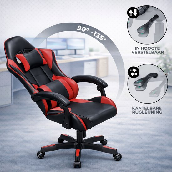 Bayt Gaming chair - Chaise gaming - Chaise gamer confort - Noir et rouge