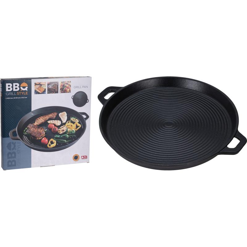 Poêle à grillades ProGarden en fonte - 34 cm - Noir