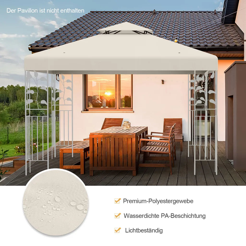 Toit de remplacement Coast - Résistant aux intempéries - 3x3 M - Trous de drainage et attaches Velcro inclus - Beige