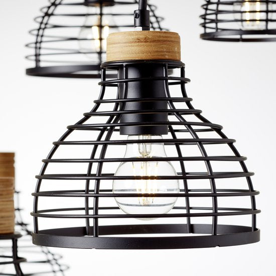 Brilliant Avia - Lampe suspendue - E27 max 6x40W - Noir/Bois